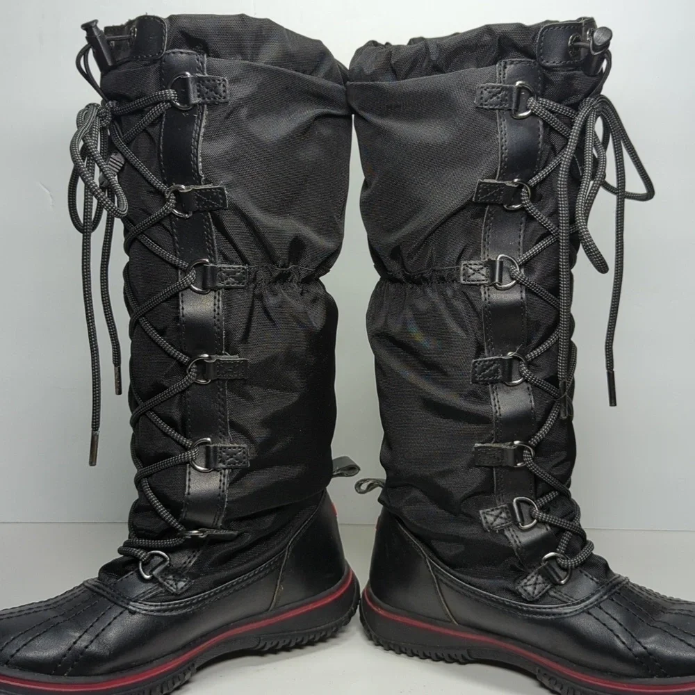 Pajar Canada Tall nylon and leather winter snow boots womans size 5 -5.5 EU 36